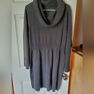 Grey cinched waist sweater dress